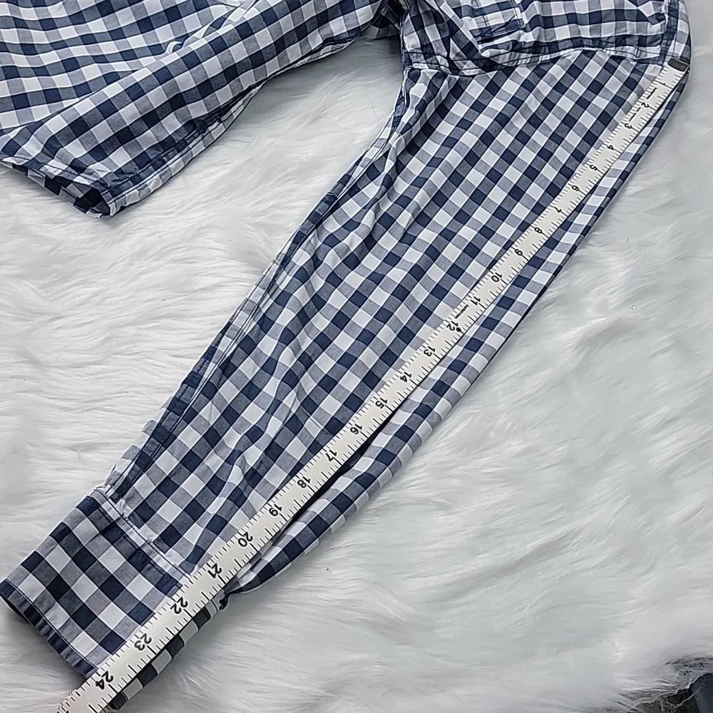 ABERCROMBIE Blue White‎ Gingham Muscle Fit Y2K Casual Preppy Button Down Shirt L